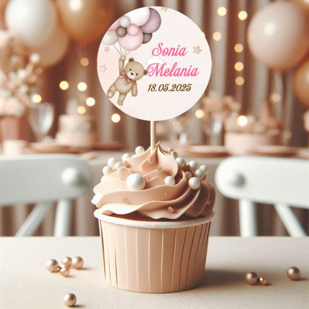 Banner nume & Props Candy Bar - Set 10 Topper URSULET ROZ