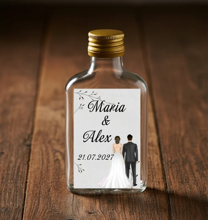 Marturii NUNTA - Sticla 100 ml + dop metalic model Miri