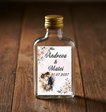 Marturii NUNTA - Sticla 100 ml + dop metalic PM216