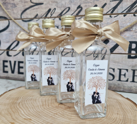 Marturii NUNTA - Sticla 100 ml -funda aurie