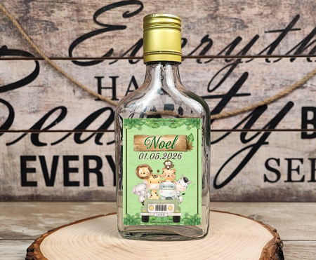 Marturii BOTEZ - Sticla Flask 100 ml + dop metalic - model SAFARI