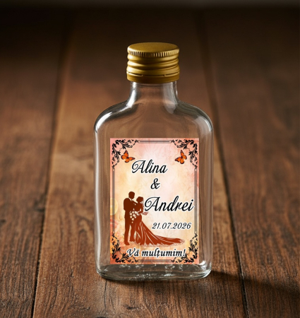 Marturii NUNTA - Sticla 100 ml + dop metalic PM1