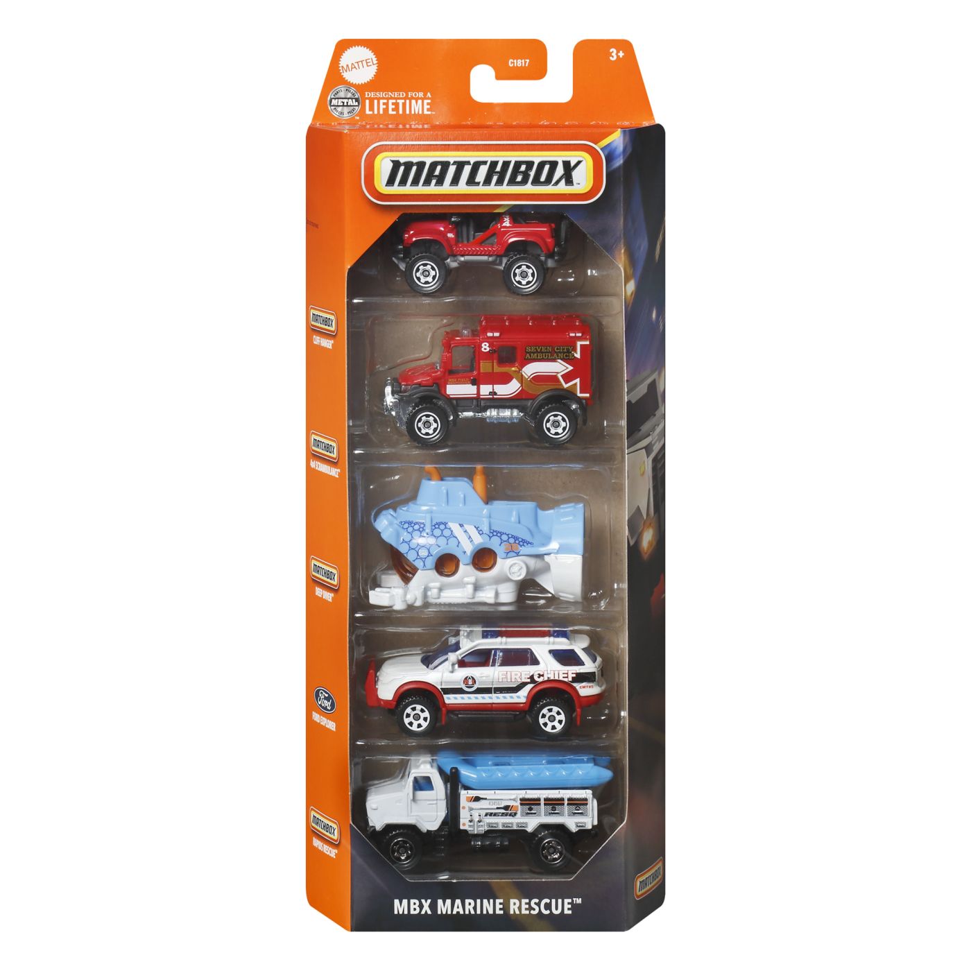 JOCURI SI JUCARII - Matchbox Set 5 Masinute Metalice MBX Marine Rescue Scara 1 64 - IoArtify.ro
