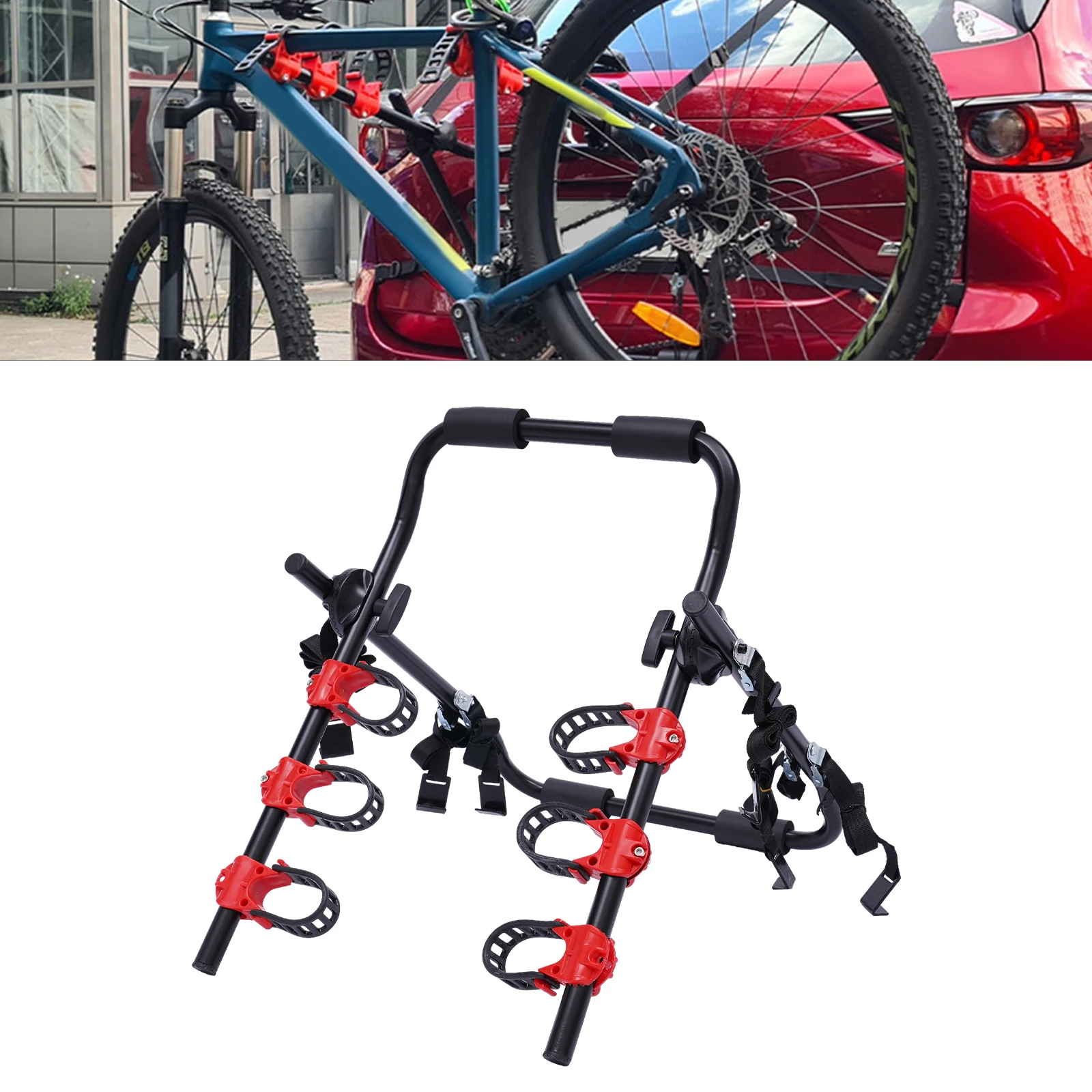 Suport auto pentru transport 3 biciclete capacitate 58 kg montaj rapid prin curele - IoArtify.ro [2]
