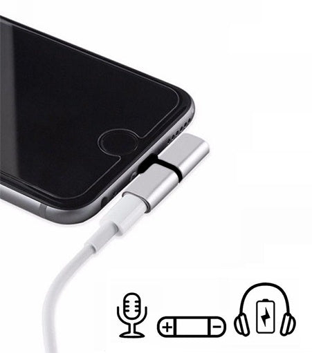 Adaptor 2in1 HF Lighting Audio si Incarcare Compatibil cu Telefoane IPhone 5V 2A 48KHz 24-bit Argintiu - IoArtify.ro [3]