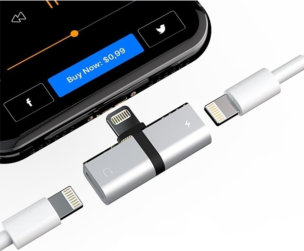 Adaptor 2in1 HF Lighting Audio si Incarcare Compatibil cu Telefoane IPhone 5V 2A 48KHz 24-bit Argintiu - IoArtify.ro [4]