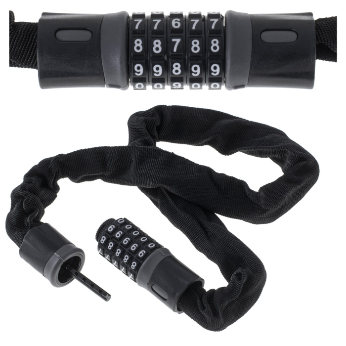 Antifurt bicicleta Dispozitiv de blocare biciclete Cifru cu 5 digits lungime 90cm culoare Neagra – IoArtify.ro [2]