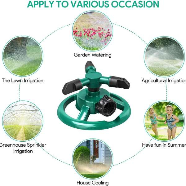 Aspersor Rotativ de Gradina cu 3 Brate Reglabile Rotire 360° cu 12 Duze – IoArtify.ro [7]