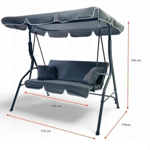 Balansoar de Gradina 3 Locuri Structura Metalica Rezistent UV 260 Kg – IoArtify.ro [7]