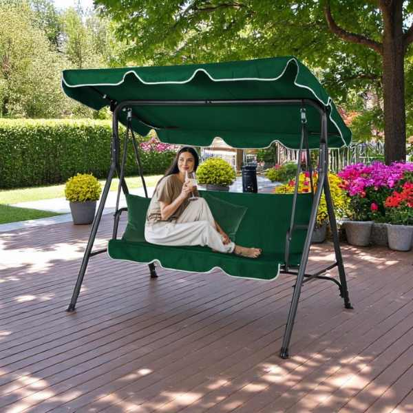 Balansoar de Gradina 3 Locuri Structura Metalica Rezistent UV 173 x 110 x 154 cm - IoArtify.ro [7]