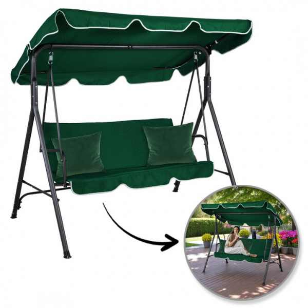 Balansoar de Gradina 3 Locuri Structura Metalica Rezistent UV 173 x 110 x 154 cm - IoArtify.ro [6]