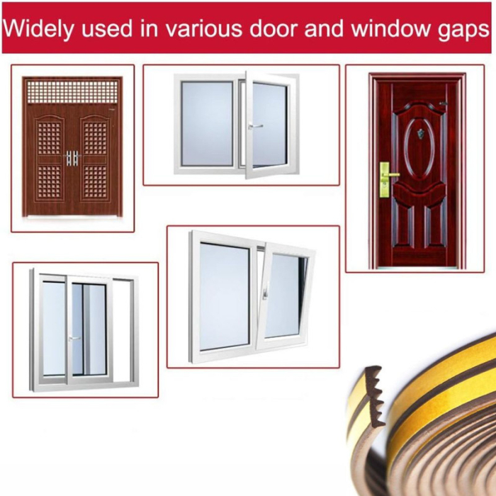 Set 2 Banda Autoadezivă pentru Etanșare Uși și Ferestre, Profil E, 9x4mm, Rezistent UV, Cauciuc EPDM, 6m, Maro [6]