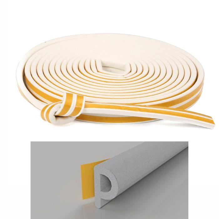 Banda autoadezivă pentru etanșare uși și ferestre, durabilă, UV, 6 m, alb, profil P, 9x5.5 mm [3]