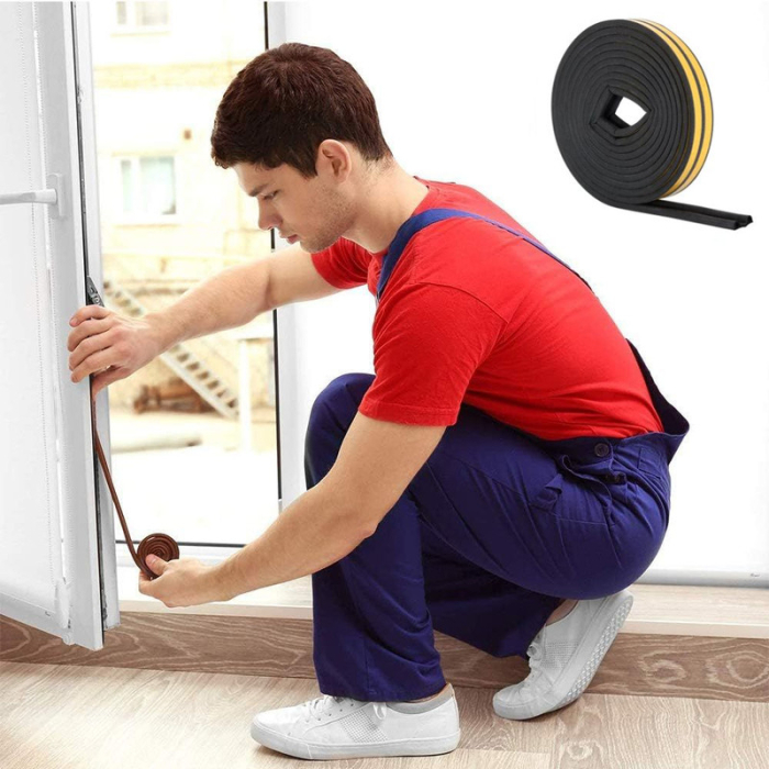 Banda autoadezivă pentru etanșare uși și ferestre, profil P, 9mm x 5.5mm, UV, cauciuc EPDM, 6m, maro — Soluția perfectă pentru izolare eficientă [7]