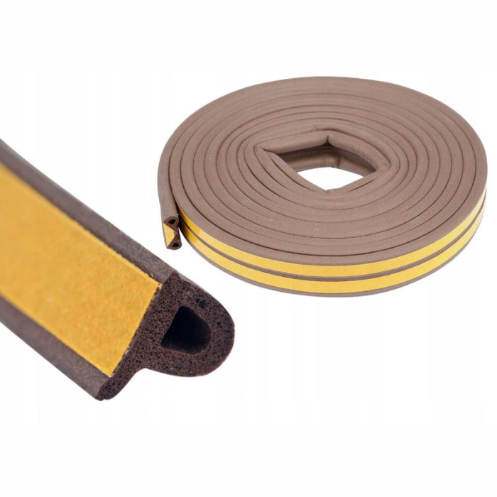 Banda autoadezivă pentru etanșare uși și ferestre, profil P, 9mm x 5.5mm, UV, cauciuc EPDM, 6m, maro — Soluția perfectă pentru izolare eficientă [3]