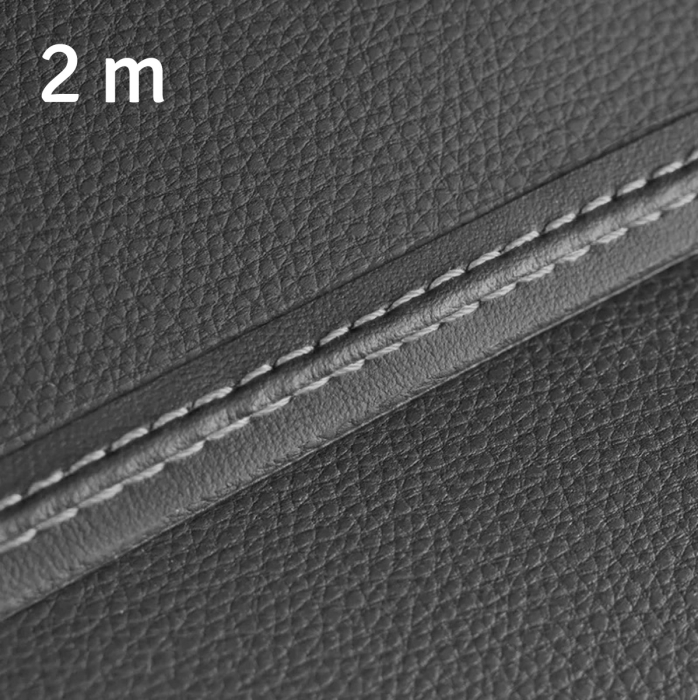 Banda decorativa pentru interiorul vehiculului AVX-DA105A lungime 2 metri din piele ecologica neagra cu cusatura alba - IoArtify.ro [3]
