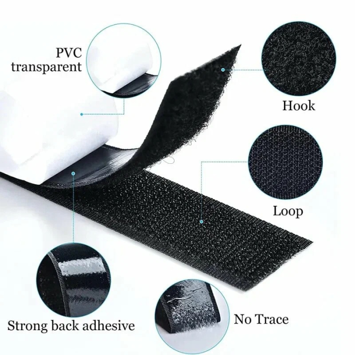Banda Velcro autoadeziva 30mm latime x 100cm lungime culoare neagra - IoArtify.ro [4]