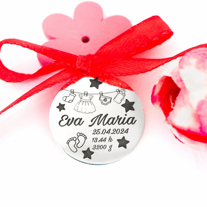 Banut Argint 2.5cm pentru botez - personalizabil Baby Cute - amintire de neuitat [2]