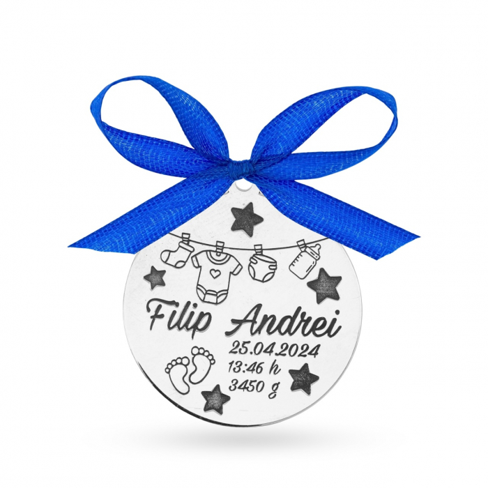 Banut Argint 2.5cm pentru botez - personalizabil Baby Cute - amintire de neuitat [4]