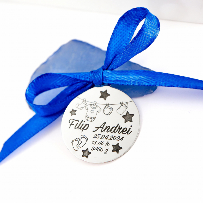 Banut Argint 2.5cm pentru botez - personalizabil Baby Cute - amintire de neuitat [3]