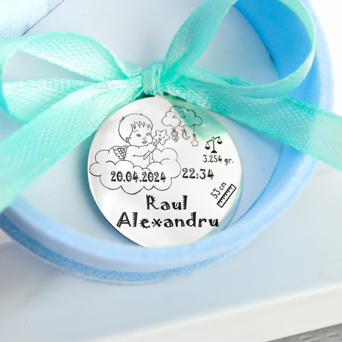 Banut argint personalizabil pentru botez - eleganță și rafinament - Baby Angelique [3]