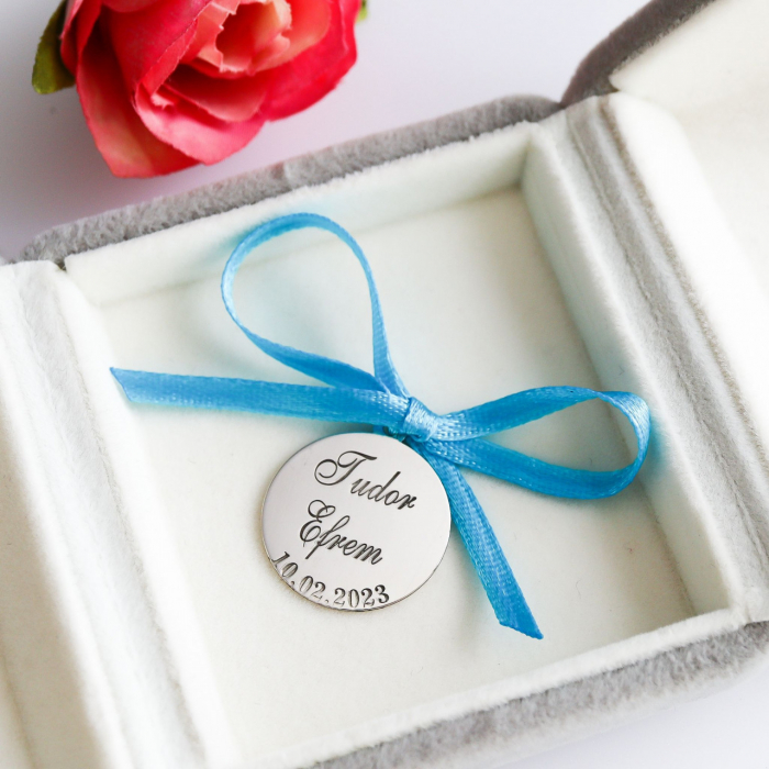 Bănuț Argint Personalizat - Bijuterie Botez Elegantă [2]