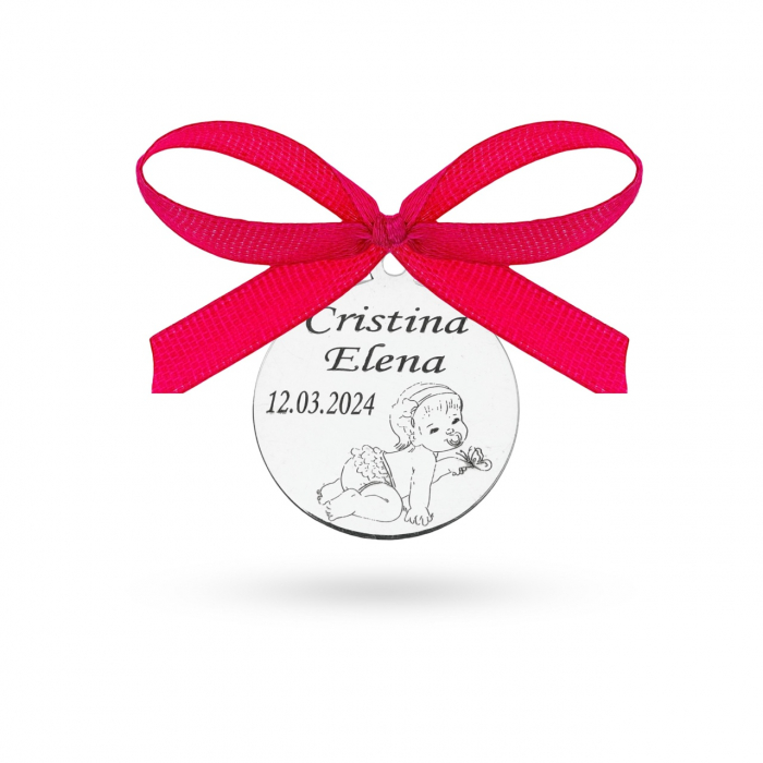 Bănuț Felicity din Argint 1.8cm - Bijuterie personalizabilă pentru botez, moț și turta [2]