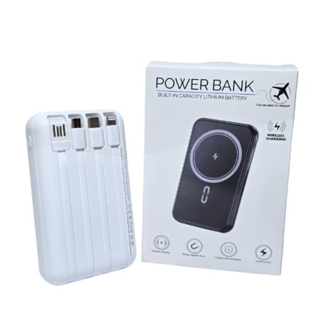 Baterie Externă 10.000mAh Wireless 15W MagSafe 4 Cabluri [2]