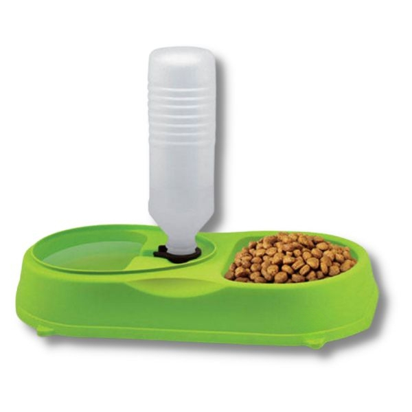 Bol dublu pentru hrana și apă pentru animale de companie, 34x18x7 cm, Verde – Confort și igienă pentru animalul tău! [1]