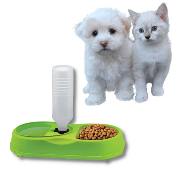 Bol dublu pentru hrana și apă pentru animale de companie, 34x18x7 cm, Verde – Confort și igienă pentru animalul tău! [4]
