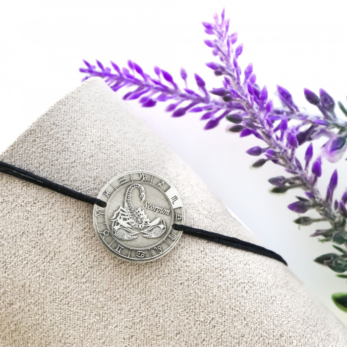 Brățară 3D Zodiac din Argint 925 cu Snur Ajustabil și Gravură Personalizată - Cadou Elegance [2]