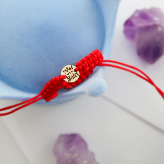 Brățară personalizabilă pentru copii din aur 14k cu disc de 6mm, coronită și nume la alegere [2]
