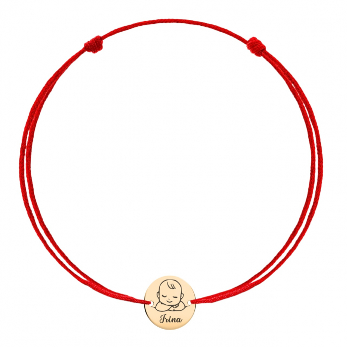 Brățară personalizată din aur 14K cu bănuț de 12mm, gravată cu nume și simbol pentru momente speciale [2]
