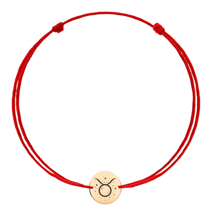 Brățară din aur 14K cu șnur și bănuț gravat cu zodie, eleganță subtilă și personalizare unică [2]