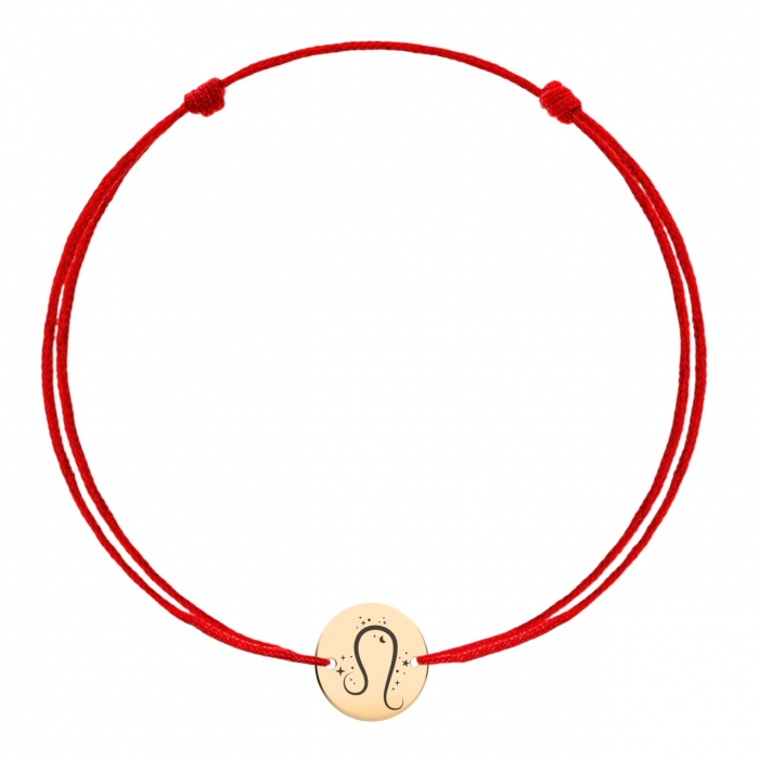 Brățară din aur 14K cu șnur și bănuț gravat cu zodie, eleganță subtilă și personalizare unică [3]