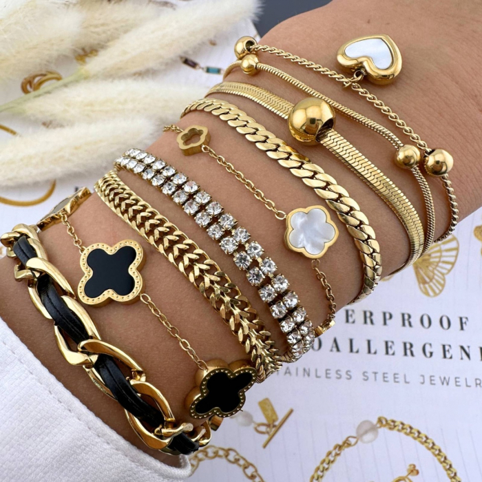 Brățară Dublă Tennis din Inox Placată cu Aur 18K – Eleganță, Strălucire și Confort pentru Orice Încheietură [2]