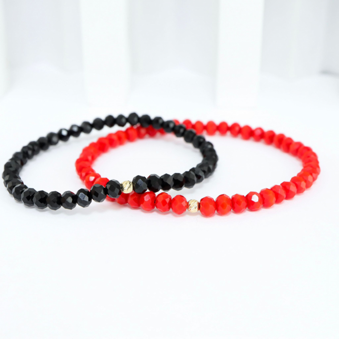 Brățară elastică cu cristale de 4mm și bilă din aur 14K – Eleganță modernă și rafinament subtil [3]