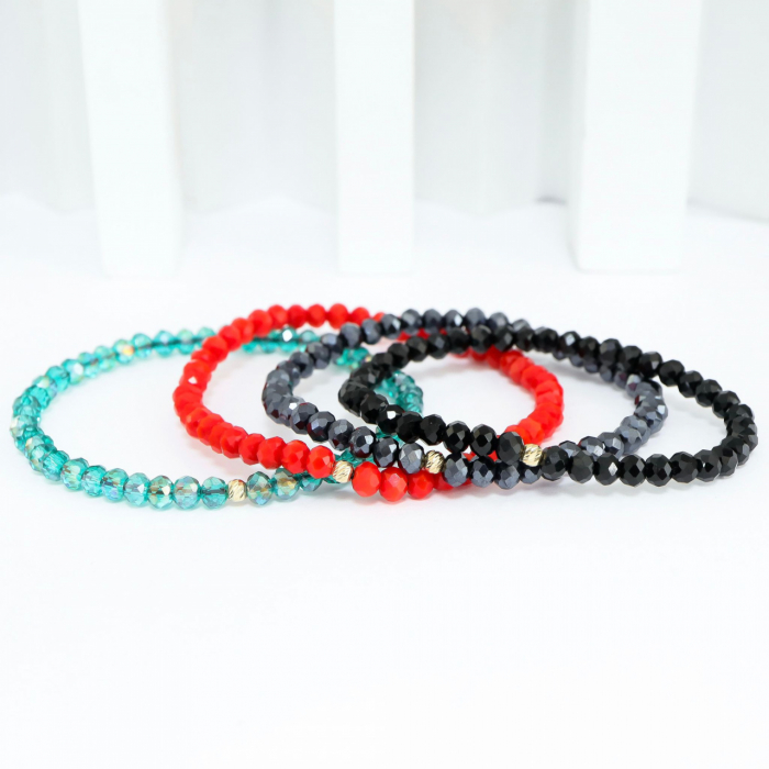 Brățară elastică cu cristale de 4mm și bilă din aur 14K – Eleganță modernă și rafinament subtil [4]