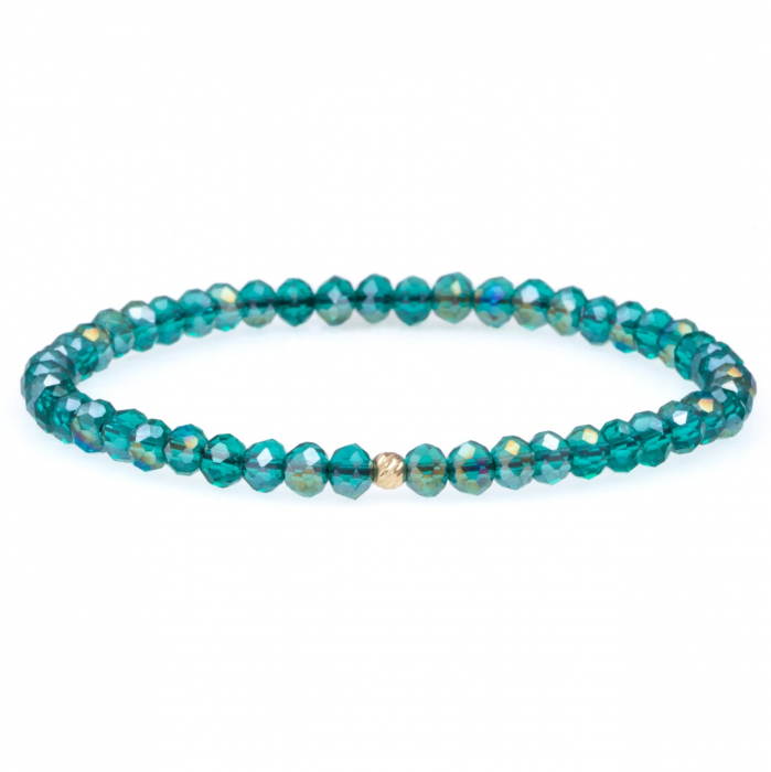 Brățară elastică cu cristale de 4mm și bilă din aur 14K – Eleganță modernă și rafinament subtil [5]