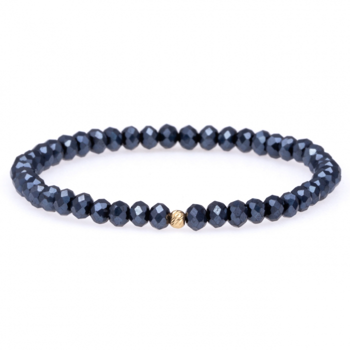 Brățară elastică cu cristale de 4mm și bilă din aur 14K – Eleganță modernă și rafinament subtil [6]