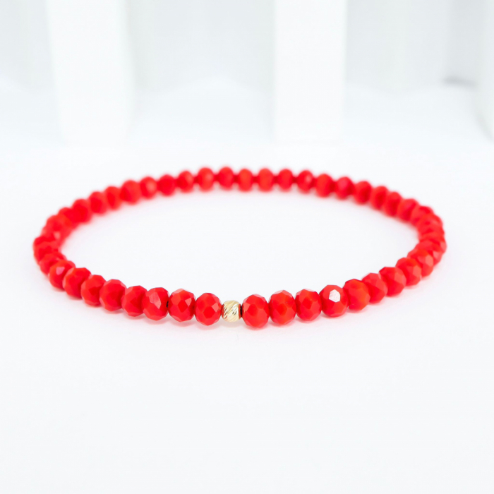 Brățară elastică cu cristale de 4mm și bilă din aur 14K – Eleganță modernă și rafinament subtil [2]