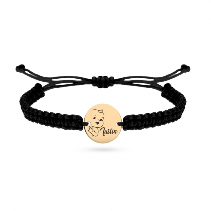 Brățară pentru copii din aur 14K, personalizabilă cu bănuț de 12mm și șnur, cadou special pentru cei mici [4]