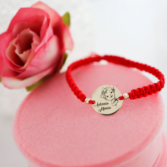 Brățară pentru copii din aur 14K, personalizabilă cu bănuț de 12mm și șnur, cadou special pentru cei mici [2]