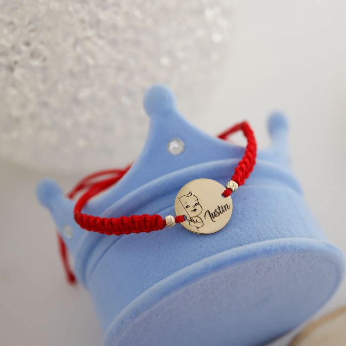 Brățară pentru copii din aur 14K, personalizabilă cu bănuț de 12mm și șnur, cadou special pentru cei mici [3]