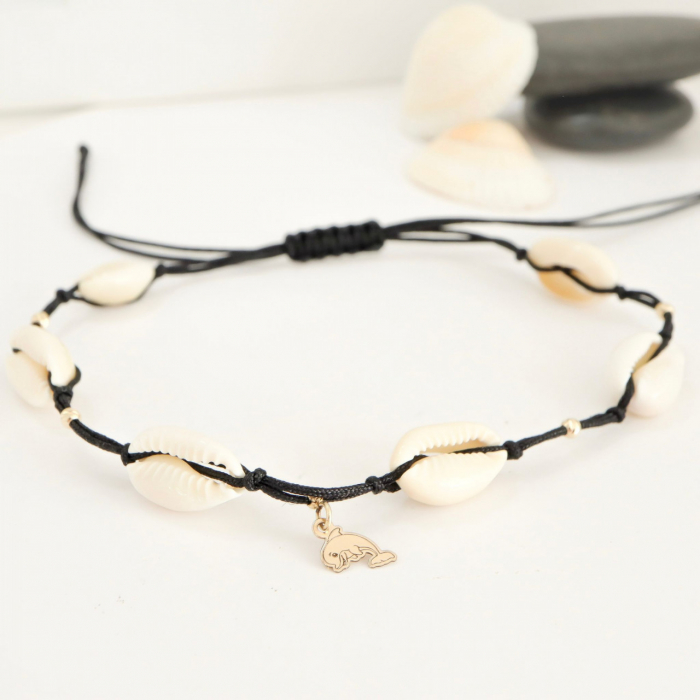 Brățară reglabilă de picior Delphin cu scoici și pandantiv din aur 14K – Eleganță și rafinament pentru vara ta [2]