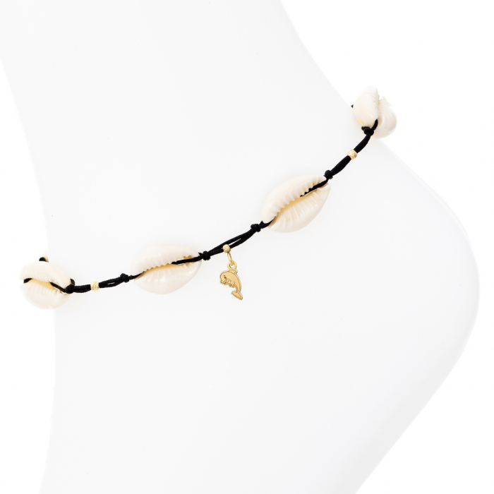Brățară reglabilă de picior Delphin cu scoici și pandantiv din aur 14K – Eleganță și rafinament pentru vara ta [4]