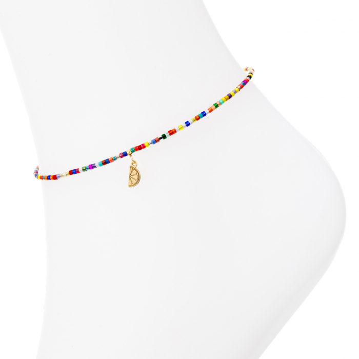 Brățară reglabilă de picior Lemon cu Miyuki și pandantiv din aur 14K, design vibrant și elegant pentru vara perfectă [3]