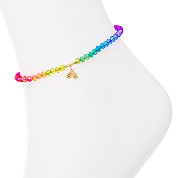 Brățară reglabilă de picior Over the Rainbow din aur 14K, cu pandantiv și biluțe strălucitoare, perfectă pentru vară [3]