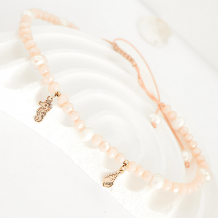 Brățară reglabilă de picior Sea Life din aur 14K cu cristale, perle de cultură și pandantive marine elegante [2]