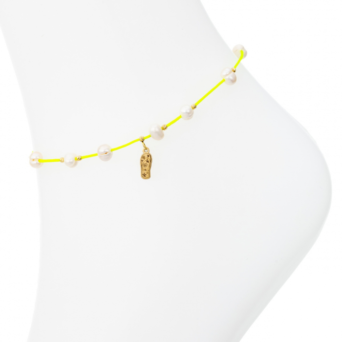 Brățară reglabilă Summer Shoe cu perle de cultură, pandantiv din aur 14K și design vesel, perfectă pentru vara și cadou special [3]